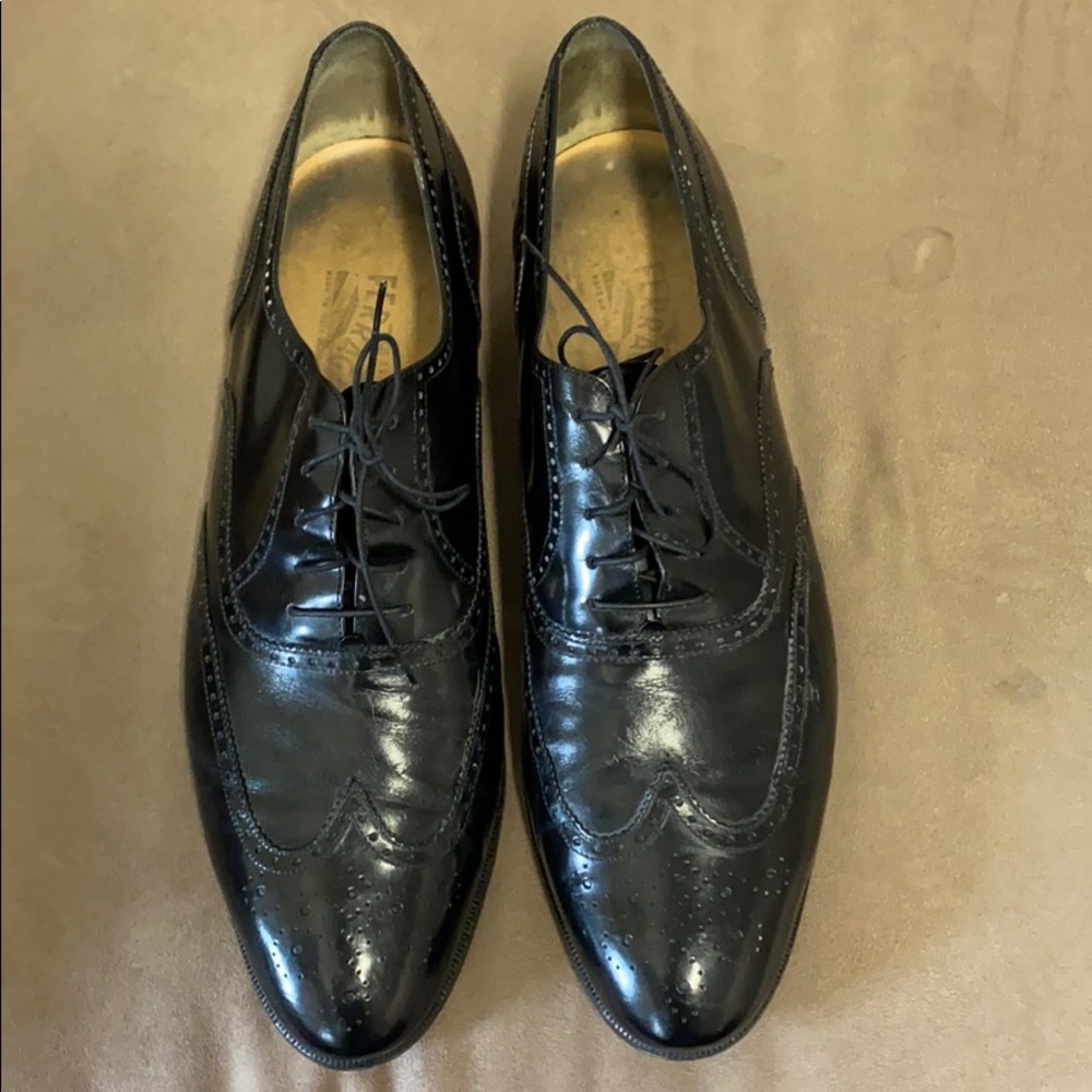 Salvatore Ferragamo Men’s 12-B black Oxford shoes